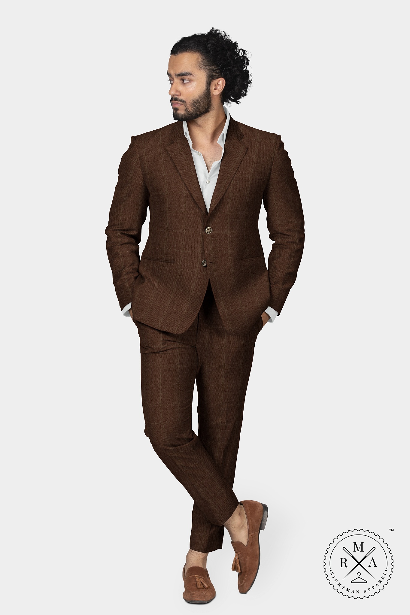 Brown Checks Two Piece Suit SU257